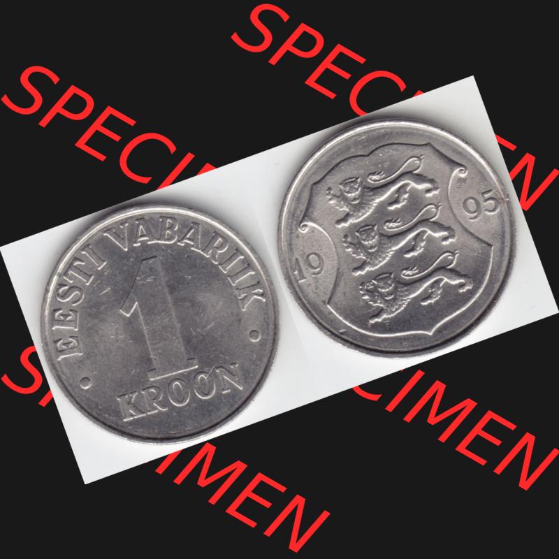 Münzen Estland Umlaufmünze 1995, 1 Kroon Vabariik. Vorderseite und Rückseite horizontal auf einen digitalen Bild der alten estländische Umlaufmünze aus Estland zum... Sammlung