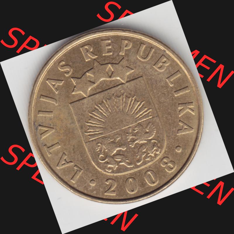 Münzen Lettland Umlaufmünze 2008, 10 Santimu Latvijas Lavitas, Bild mit Rückseite der Münze als Bildmaterial Sammlung