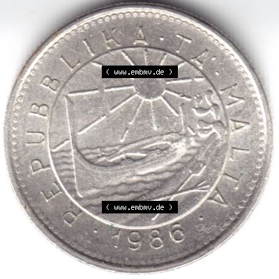Münzen Malta Umlaufmünze 1986, 5 Cent, Vorderseite Sammlung