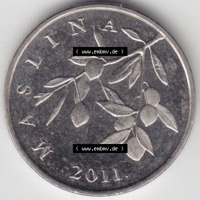 Münzen Kroatien Umlaufmünze 2011, 20 Lipa Hrvatska, Bild mit Vorderseite der Münze als Bildmaterial Sammlung
