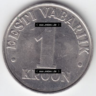Münzen Estland Umlaufmünze 1995, 1 Kroon Vabariik. Vorderseite der alten estländische Umlaufmünze aus Estland zum katalogisieren und verwalten im Münzen-Katalog Estland... Sammlung