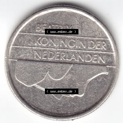 Münzen Niederlande Umlaufmünze 1986, 25 Cent, Bild mit Vorderseite der Münze als Bildmaterial Sammlung