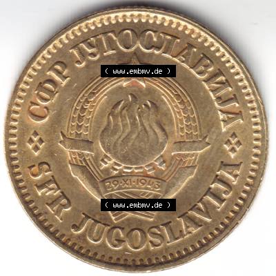 Münzen Jugoslawien Umlaufmünze 1975, 50 Para, Par, Napa, Bild mit Rückseite der Münze als Bildmaterial Sammlung
