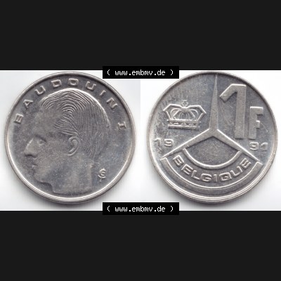 Münzen Belgien Umlaufmünze 1991 (3) Sammlung