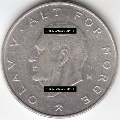 Münzen Norwegen Umlaufmünze 1974-1991, 1 Krone, Kronen 1981, Bild mit Rückseite der norwegischen Münze als Bildmaterial, des Bildes zur deiner Nutzung Sammlung