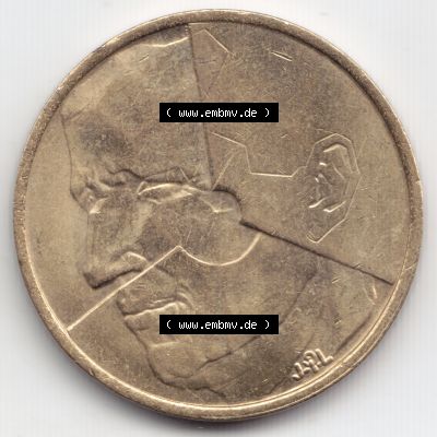 Münzen Belgien Umlaufmünze 1986. Rückseite der alten belgischen Francs Umlaufmünze aus Belgien vor Einführung der Euromünzen in Belgien zum katalogisieren und verwalten... Sammlung