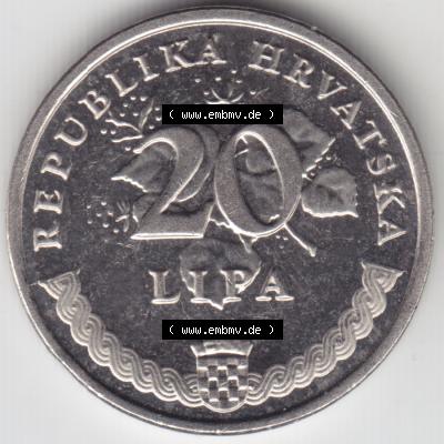 Münzen Kroatien Umlaufmünze 2011, 20 Lipa Hrvatska, Bild mit Rückseite der Münze als Bildmaterial Sammlung