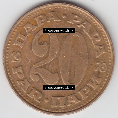 Münzen Jugoslawien Umlaufmünze 1978, 20 Para, Par, Napa, Bild mit Rückseite der Münze als Bildmaterial Sammlung