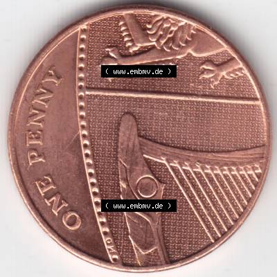 Münzen Großbritannien Umlaufmünze 2010, 1 Penny. Vorderseite der alten britischen Münze aus Großbritannien zum katalogisieren und verwalten im Münzen-Katalog... Sammlung