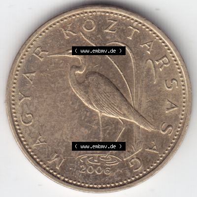 Münzen Ungarn Umlaufmünze 2006, 5 Forint. Vorderseite der Münze aus Ungarn als Bildmaterial für Sammler und Münzen-Webseiten hier im online Katalog und Datenbank für... Sammlung