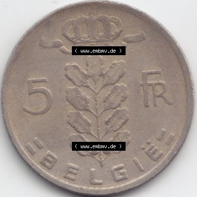 Münzen Belgien Umlaufmünze 1962. Rückseite der alten belgischen Francs Umlaufmünze aus Belgien vor Einführung der Euromünzen in Belgien zum katalogisieren und verwalten... Sammlung