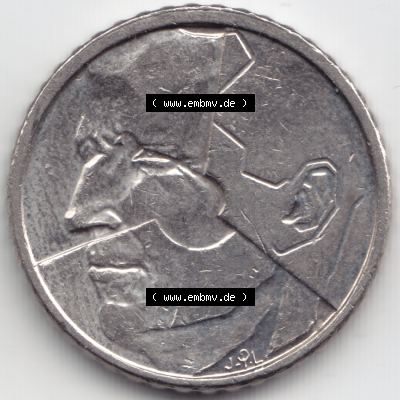 Münzen Belgien Umlaufmünze 1992. Vorderseite der alten belgischen Francs Umlaufmünze aus Belgien vor Einführung der Euromünzen in Belgien zum katalogisieren und verwalten... Sammlung