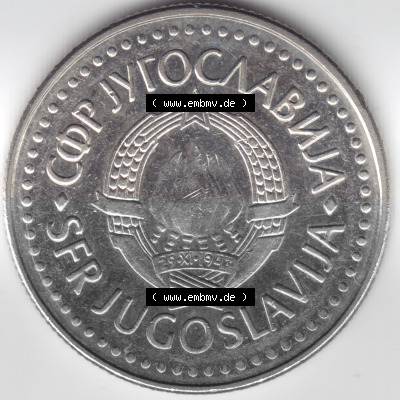 Münzen Jugoslawien Umlaufmünze 1985, 50 Dinara, Dinarjev, Bild mit Rückseite der Münze als Bildmaterial Sammlung