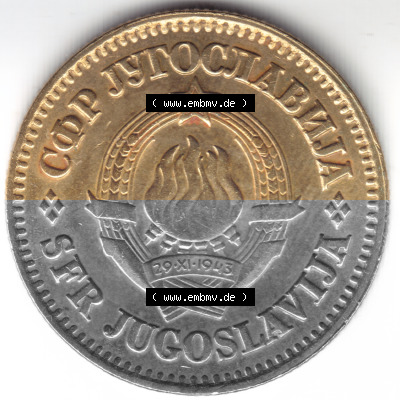 Münzen Jugoslawien Umlaufmünze 1975, 50 Para, Par, Napa, Bild mit Rückseite der Münze als Bildmaterial Sammlung