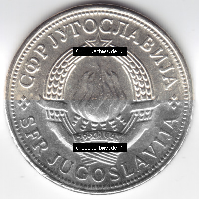 Münzen Jugoslawien Umlaufmünze 197, Bild mit Rückseite der Münze zum Download, 5 Dinara, Dinarjev (2) Sammlung