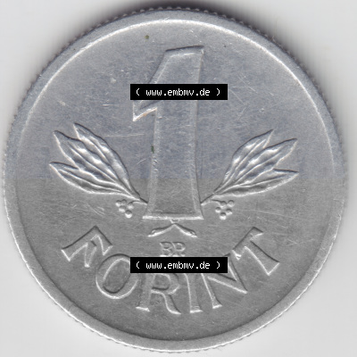 Münzen Ungarn Umlaufmünze 1968, 1 Forint. Rückseite der Münze aus Ungarn als Bildmaterial für Sammler und Münzen-Webseiten... Sammlung