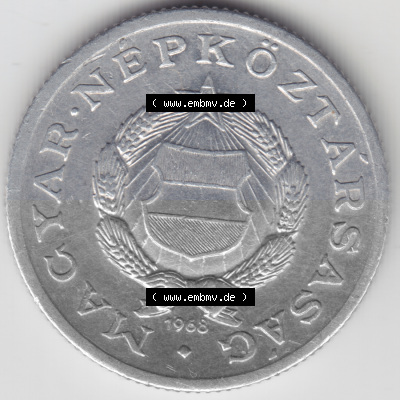 Münzen Ungarn Umlaufmünze 1968, 1 Forint. Vorderseite der Münze aus Ungarn als Bildmaterial für Sammler und Münzen-Webseiten... Sammlung