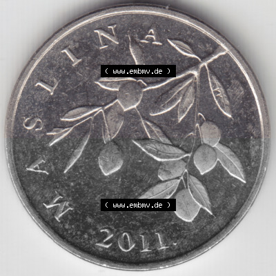 Münzen Kroatien Umlaufmünze 2011, 20 Lipa Hrvatska, Bild mit Vorderseite der Münze als Bildmaterial Sammlung