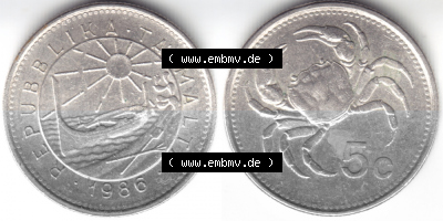 Münzen Malta Umlaufmünze 1986, 5 Cent, Bild mit Vollansicht Sammlung