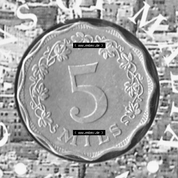 Grau bzw. s/w Münzen Malta Umlaufmünze 1972-2007, 5 Mils 2007, Rückseite Sammlung Graustufen
