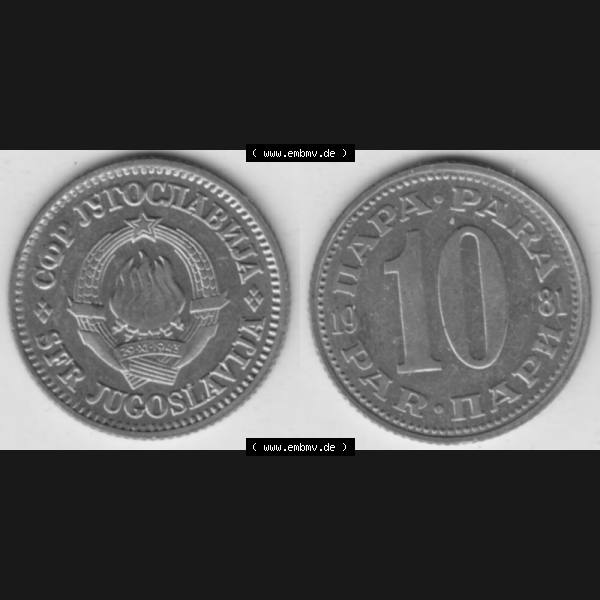 Grau bzw. s/w Münzen Jugoslawien Umlaufmünze 1965-1981, 10 Para 1981, Bild mit Vollansicht zum Download Sammlung Graustufen