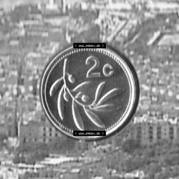 Grau bzw. s/w Münzen Malta Umlaufmünze 1991-2007, 2 Cent 2007, Rückseite Sammlung Graustufen