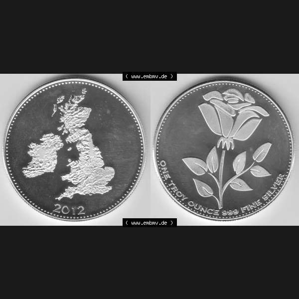 Grau bzw. s/w Münzen Großbritannien Silbermedaille 2012-2012, Silberunze Englische Rose. Vorderseite und Rückseite horizontal auf einen digitalen Bild der alten britischen Münze aus... Sammlung Graustufen