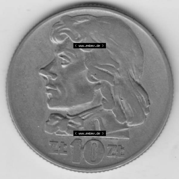 Grau bzw. s/w Münzen Polen Gedenkmünze 1959-1966, 10 Zloty Polnische Volksrepublik 1960 (2) Sammlung Graustufen