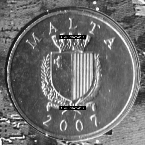 Grau bzw. s/w Münzen Malta Umlaufmünze 1991-2007, 1 Lira, Lm 2007, Vorderseite Sammlung Graustufen