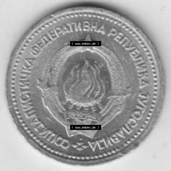 Grau bzw. s/w Münzen Jugoslawien Umlaufmünze 1963-1963, 1 Dinar 1963, Bild mit Vorderseite der Münze zum Download Sammlung Graustufen