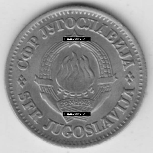 Grau bzw. s/w Münzen Jugoslawien Umlaufmünze 1968-1968, 1 Dinar 1968, Bild mit Vorderseite der Münze zum Download Sammlung Graustufen