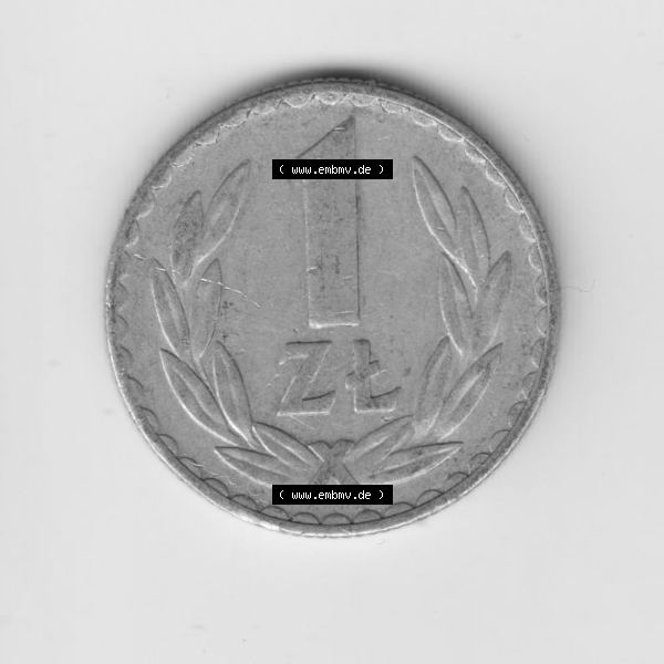 Grau bzw. s/w Münzen Polen Umlaufmünze 1957-1985, 1 Zloty 1975 (2) Sammlung Graustufen
