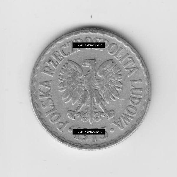 Grau bzw. s/w Münzen Polen Umlaufmünze 1957-1985, 1 Zloty 1975 (1) Sammlung Graustufen