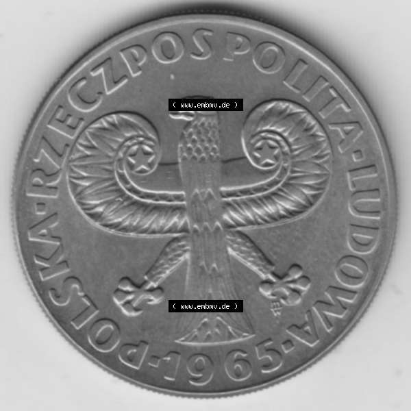 Grau bzw. s/w Münzen Polen Gedenkmünze 1965-1965, 10 Zloty 700 Jahre Warschau (2) Sammlung Graustufen