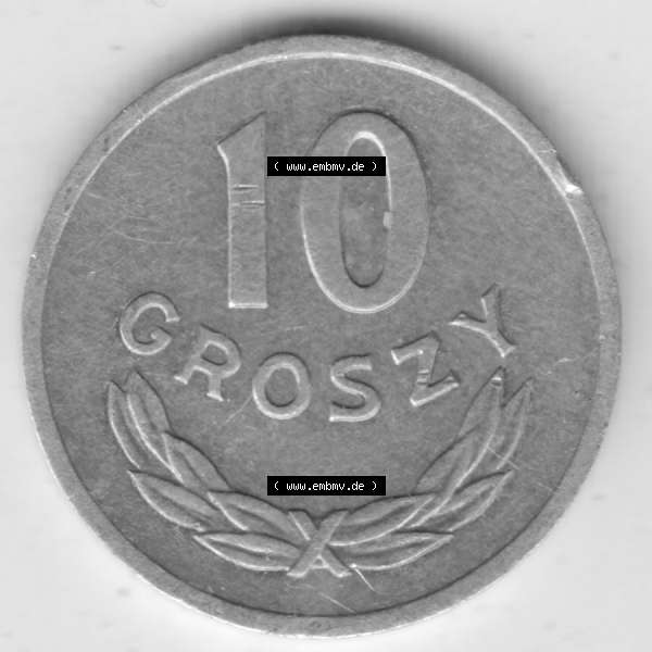 Grau bzw. s/w Münzen Polen Umlaufmünze 1961-1985, 10 Groszy 1970 (2) Sammlung Graustufen