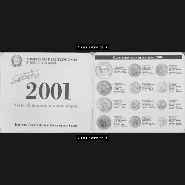 Grau bzw. s/w Münzen Italien Umlaufmünze 2001-2001, Münzsatz von Italien 1 Lira bis 1000 Lire. Vorderseite und Rückseite horizontal auf einen digitalen Bild der alten italienischen Münze... Sammlung Graustufen