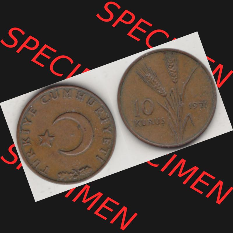 Münzen Türkei Umlaufmünze 1969-1973, 10 Kurus 1971, Bild mit Vollansicht als Bildmaterial Sammlung