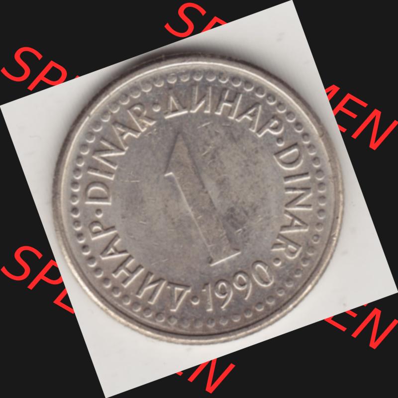 Münzen Jugoslawien Umlaufmünze 1990-1991, 1 Dinar 1990, Bild mit Rückseite der Münze als Bildmaterial Sammlung