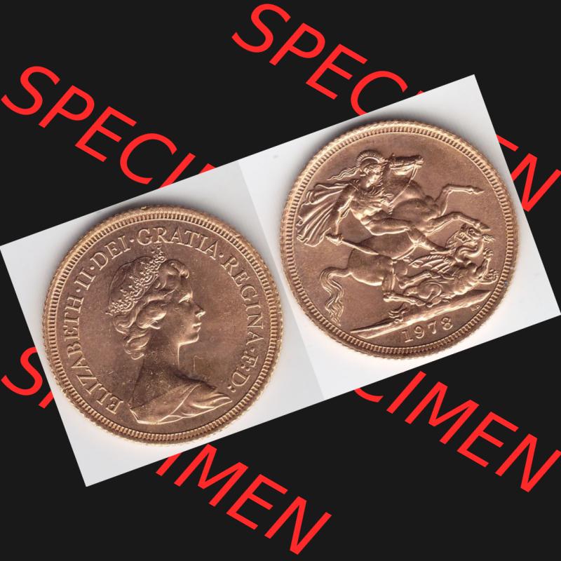 Münzen Großbritannien Goldmünze 1974-1984, 1 Sovereign 1978. Vorderseite und Rückseite horizontal auf einen digitalen Bild der alten britischen Goldmünze Sovereign... Sammlung