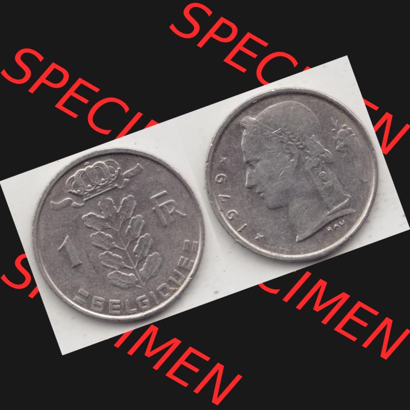 Münzen Belgien Umlaufmünze 1950-1988, 1 Francs-Franken 1979 Belgique. Vorderseite und Rückseite horizontal auf einen digitalen Bild der alten belgischen Francs Umlaufmünze... Sammlung