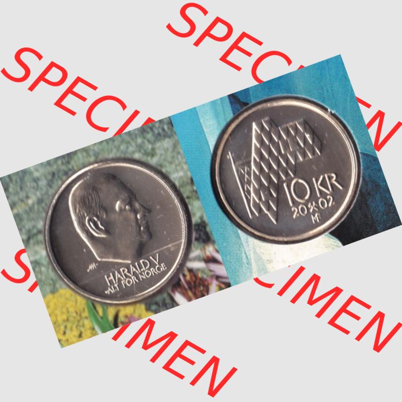 Münzen Norwegen Umlaufmünze 1995-2012, 10 KR, Kronen 2002, Münze aus Norwegen mit Münzseiten Horizontal / Nebeneinander auf einen Bild für Mobile-Geräte... Sammlung
