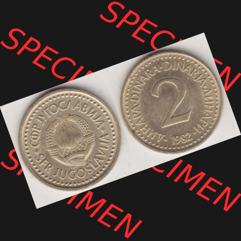 Münzen Jugoslawien Umlaufmünze 1982-1986, 2 Dinar 1982, Bild mit Vollansicht als Bildmaterial Sammlung