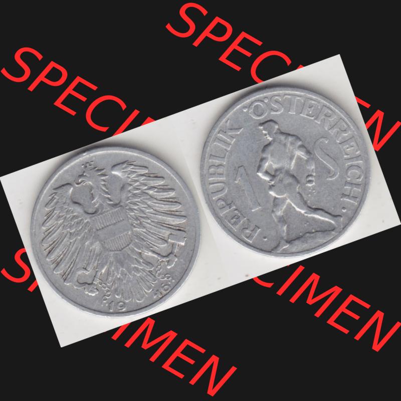 Münzen Österreich Umlaufmünze 1946-1957, 1 Schilling 1946 II., Münze aus Österreich mit Münzseiten Horizontal / Nebeneinander auf einen Bild für... Sammlung