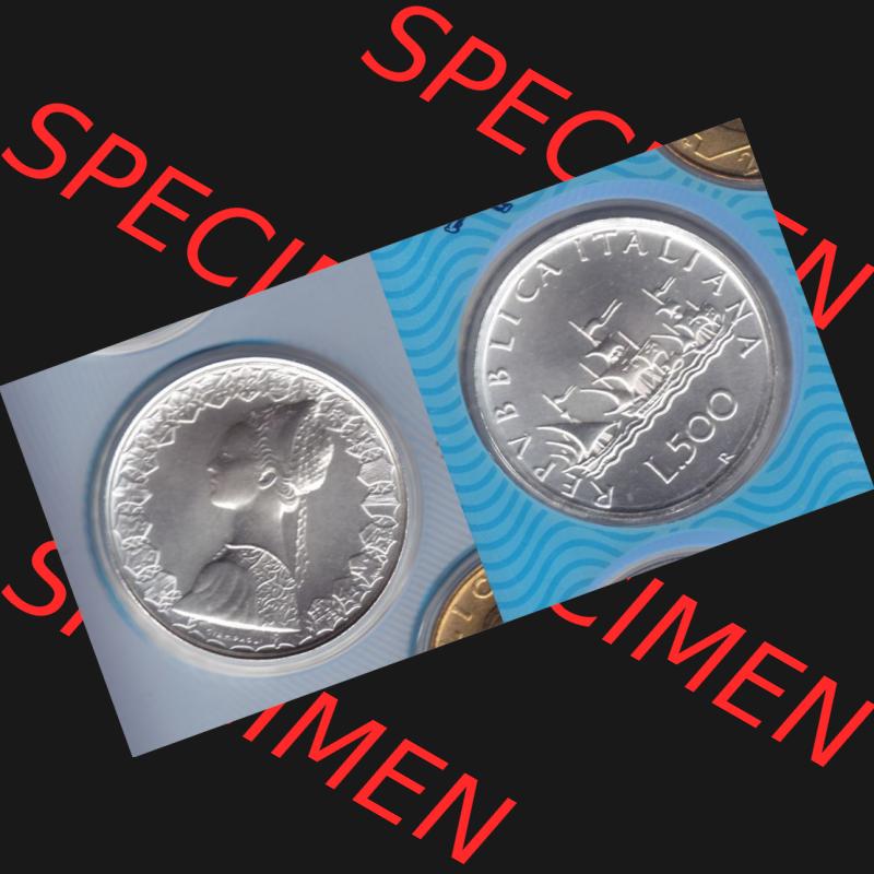 Münzen Italien Umlaufmünze 1958-2001, 500 Lira-Lire Silber 2001. Vorderseite und Rückseite horizontal auf einen digitalen Bild der alten italienischen Münze aus Italien... Sammlung