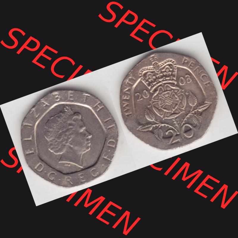 Münzen Großbritannien Umlaufmünze 1998-2008, 20 Pence 2003. Vorderseite und Rückseite horizontal auf einen digitalen Bild der alten britischen Münze aus Großbritannien... Sammlung