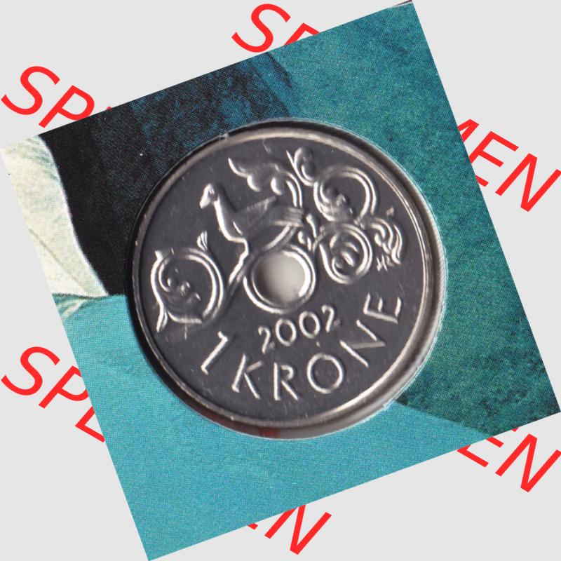 Münzen Norwegen Umlaufmünze 1997-2016, 1 Krone 2002, Bild mit Rückseite der norwegischen Münze als Bildmaterial, des Bildes zur deiner Nutzung Sammlung