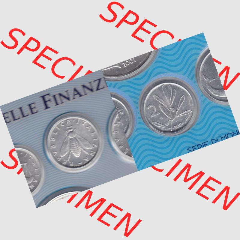 Münzen Italien Umlaufmünze 1953-2001, 2 Lira-Lire Insekt Münze 2001. Vorderseite und Rückseite horizontal auf einen digitalen Bild der alten italienischen Münze aus... Sammlung