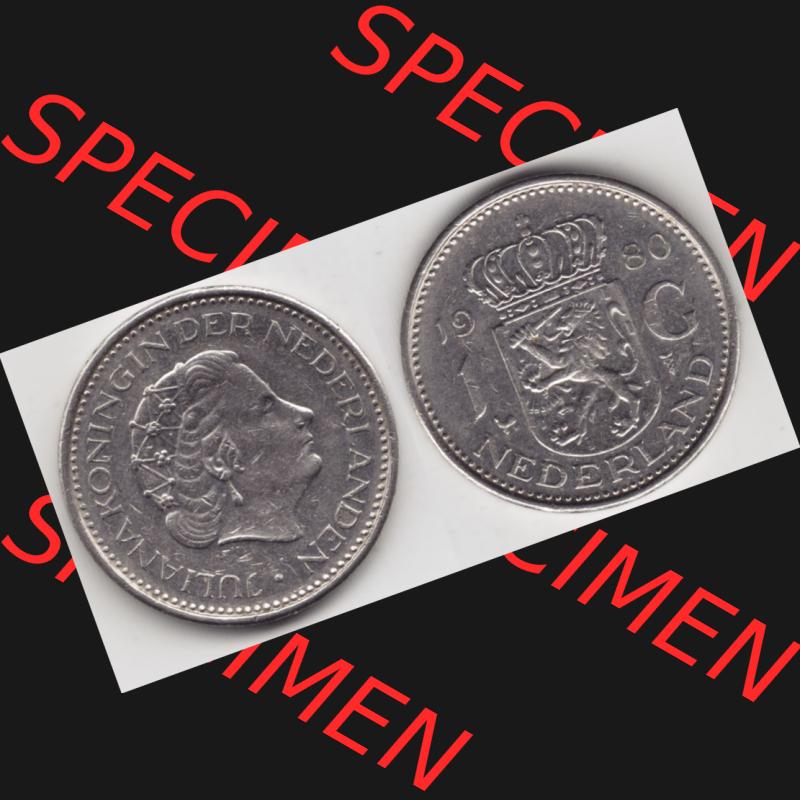 Münzen Niederlande Umlaufmünze 1967-1980, 1 Gulden 1980, Bild mit horizontaler Vollansicht als Bildmaterial Sammlung
