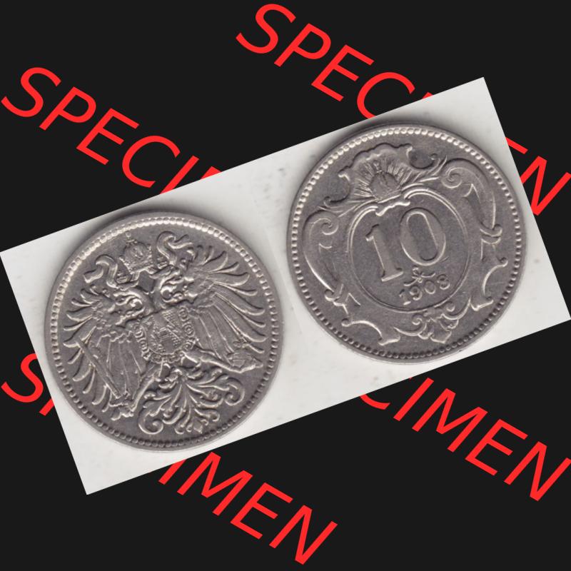 Münzen Österreich Umlaufmünze 1892-1911, 10 Heller 1908, Münze aus Österreich mit Münzseiten Horizontal / Nebeneinander auf einen Bild für Mobile-Geräte... Sammlung