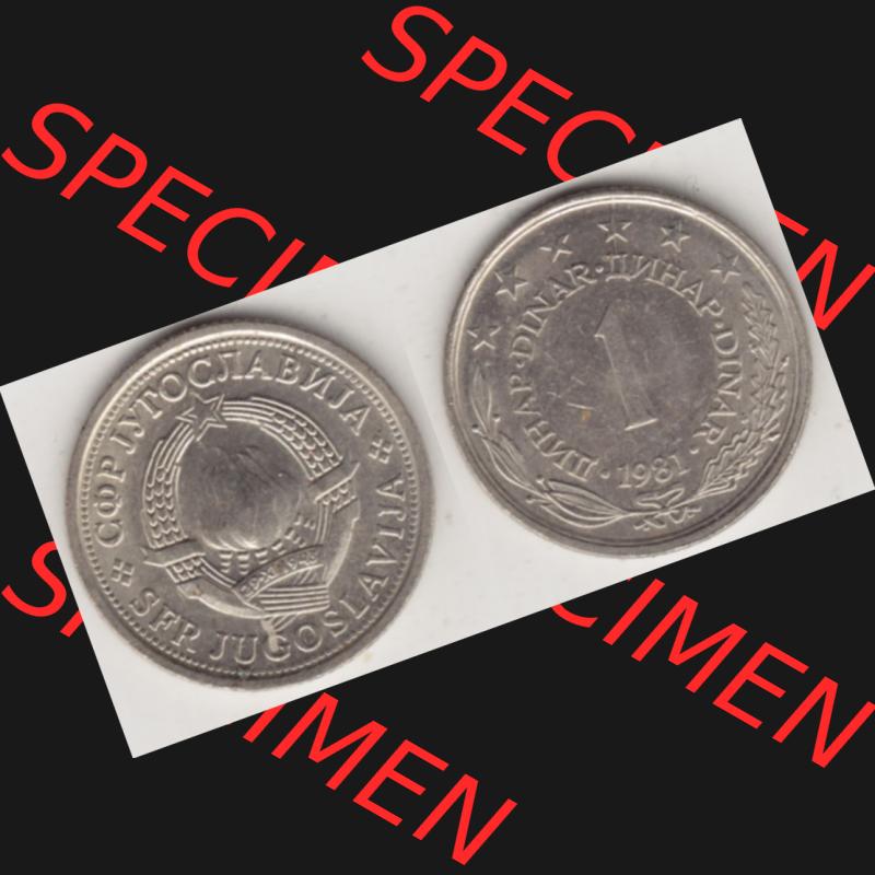 Münzen Jugoslawien Umlaufmünze 1973-1981, 1 Dinar 1981, Bild mit Vollansicht als Bildmaterial Sammlung